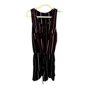 IRIS Sleeveless Black & White Striped Romper - Size Large